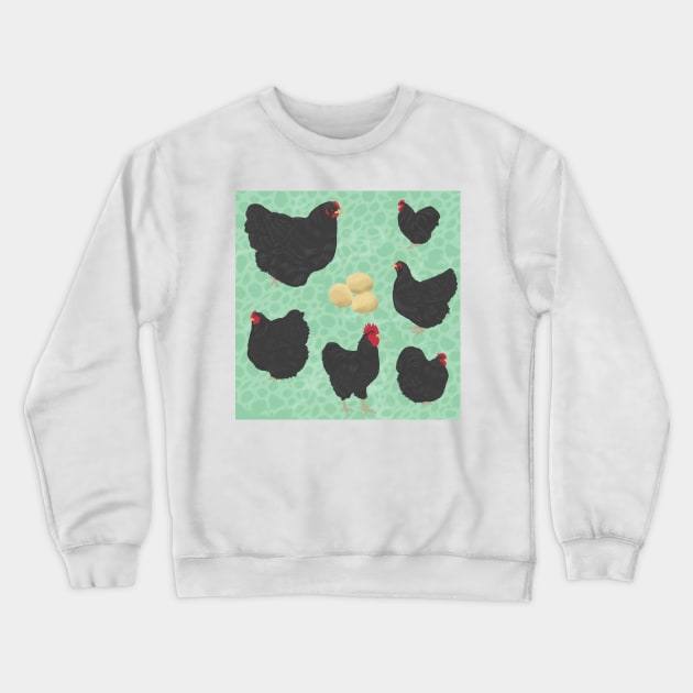 Black Orpington Chickens Mint Crewneck Sweatshirt by TrapperWeasel